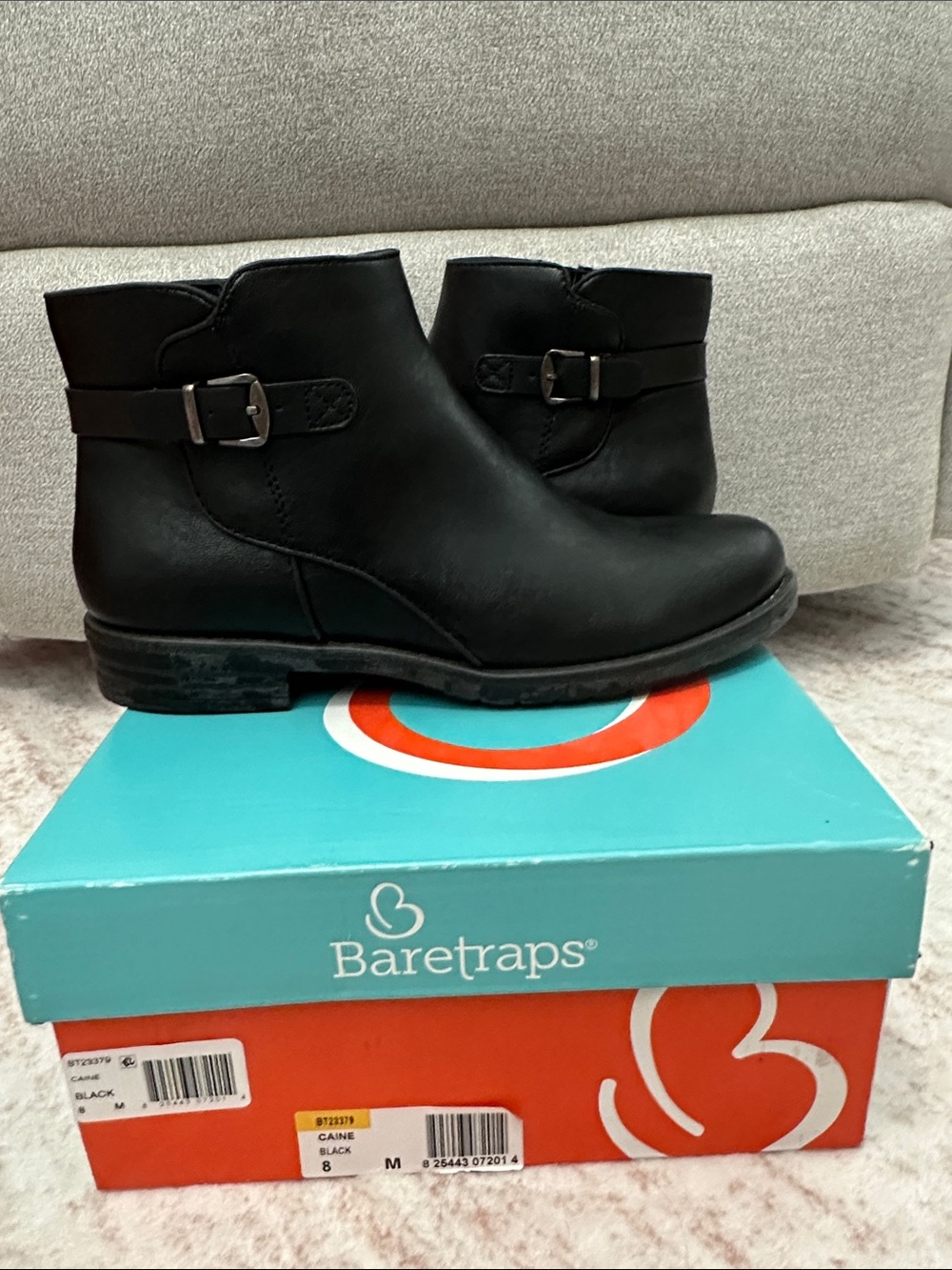 BareTraps Women’s Black Ankle Boot with Buckle Strap
